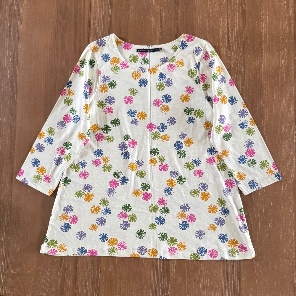 NWOT Gudrun Sjödén Organic Cotton Top – Floral Print – S – Lightweight & Soft